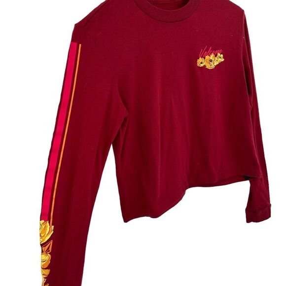 Volcom dark red long sleeve cropped tee size xsmall - Picture 2 of 6